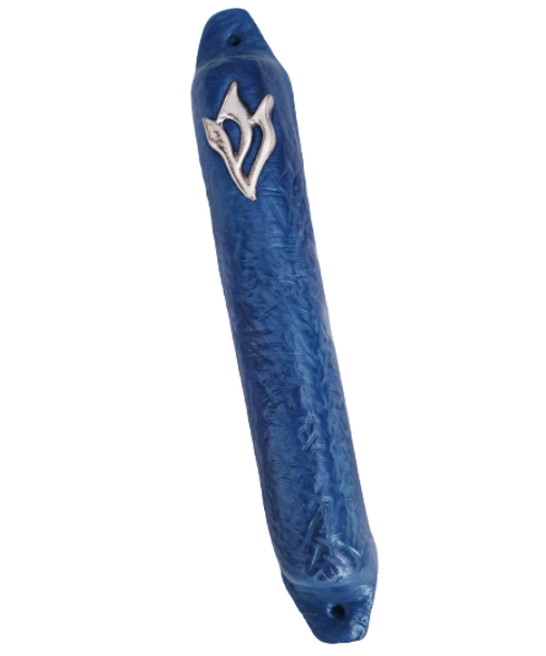 Picture of Mezuzah 10cm Judaica Polymer Clay dark blue