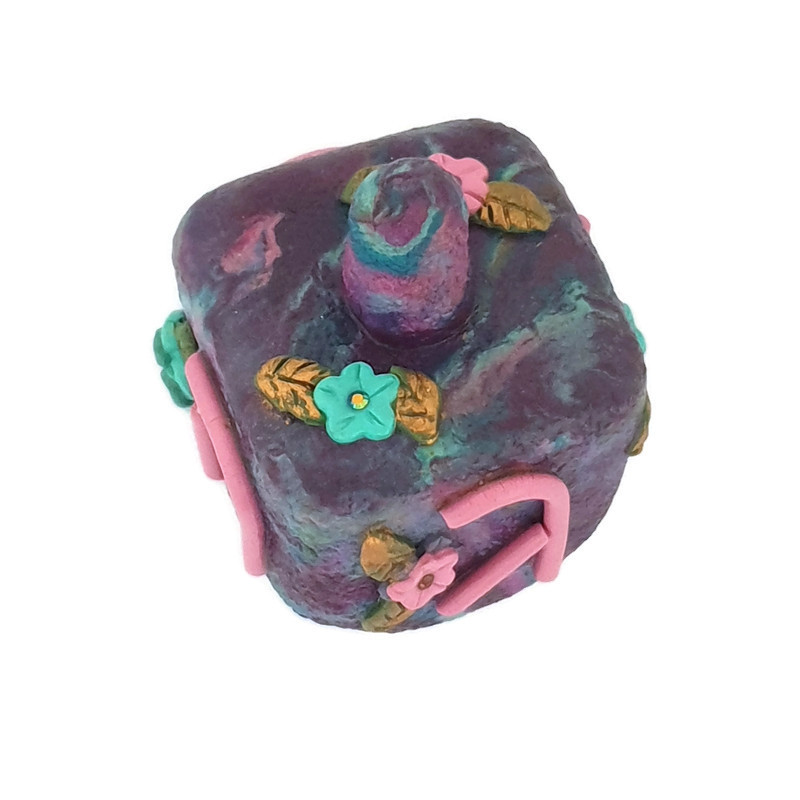 Picture of Judaica Hanukkah Purple Floral Dreidel Pink (...)